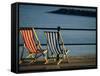 Two Deckchairs on the Seafront, Sidmouth, Devon, England, UK, Europe-John Miller-Framed Stretched Canvas