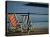 Two Deckchairs on the Seafront, Sidmouth, Devon, England, UK, Europe-John Miller-Stretched Canvas