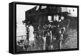Two Decker Barge Used to Move British Troops Up the Tigris from Amarah to Baghdad, 1918-null-Framed Stretched Canvas