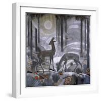 Two Deer in a Forest, C.1929-Jean Dunand-Framed Giclee Print