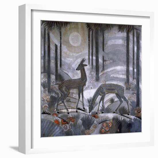 Two Deer in a Forest, C.1929-Jean Dunand-Framed Giclee Print