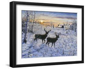 Two Deer in the Moonlight-Jeff Tift-Framed Giclee Print