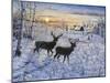 Two Deer in the Moonlight-Jeff Tift-Mounted Giclee Print