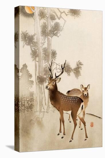 Two Deer, Pine and Moon-Koson Ohara-Stretched Canvas