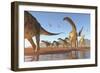 Two Deinocheirus Move Along with a Herd of Argentinosaurus-null-Framed Premium Giclee Print