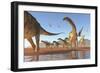 Two Deinocheirus Move Along with a Herd of Argentinosaurus-null-Framed Premium Giclee Print