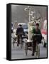 Two Delivery Riders Carry a Dentists Drill and Chair Along a Beijing Street January 4-null-Framed Stretched Canvas