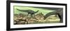 Two Dicraeosaurus Dinosaurs in a Desert Landscape-null-Framed Premium Giclee Print