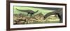 Two Dicraeosaurus Dinosaurs in a Desert Landscape-null-Framed Art Print