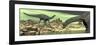 Two Dicraeosaurus Dinosaurs in a Desert Landscape-null-Framed Art Print