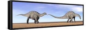 Two Dicraeosaurus Dinosaurs Walking in the Desert-null-Framed Stretched Canvas