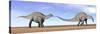 Two Dicraeosaurus Dinosaurs Walking in the Desert-null-Stretched Canvas