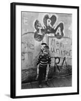 Two Dirty Boys Stand in Front of Ira Graffiti in Northern Ireland-null-Framed Photographic Print