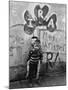 Two Dirty Boys Stand in Front of Ira Graffiti in Northern Ireland-null-Mounted Photographic Print