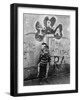 Two Dirty Boys Stand in Front of Ira Graffiti in Northern Ireland-null-Framed Photographic Print