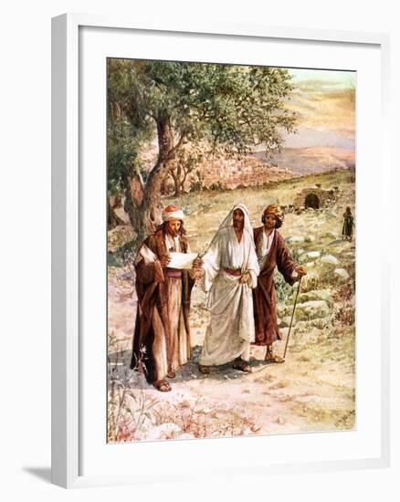 Two disciples walk with Jesus - Bible-William Brassey Hole-Framed Giclee Print