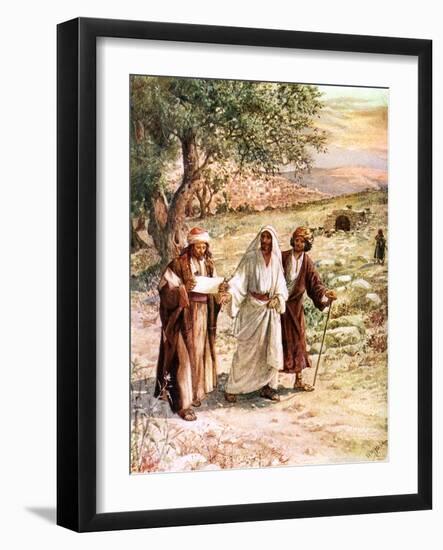 Two disciples walk with Jesus - Bible-William Brassey Hole-Framed Giclee Print