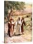 Two disciples walk with Jesus - Bible-William Brassey Hole-Stretched Canvas