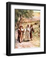 Two disciples walk with Jesus - Bible-William Brassey Hole-Framed Premium Giclee Print