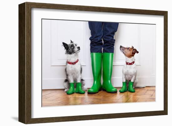 Two Dogs and Owner-Javier Brosch-Framed Photographic Print