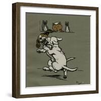 Two Dogs Fighting Outside Tabitha's House-Cecil Aldin-Framed Art Print