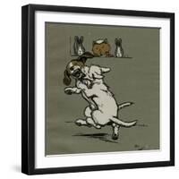 Two Dogs Fighting Outside Tabitha's House-Cecil Aldin-Framed Art Print