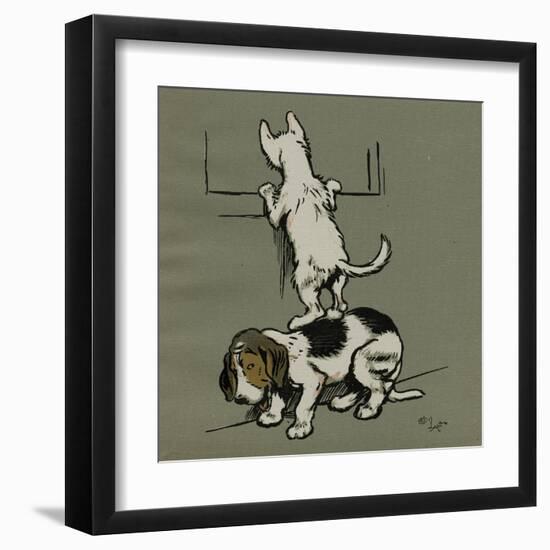 Two Dogs Not Invited to Tabitha's for Tea-Cecil Aldin-Framed Art Print