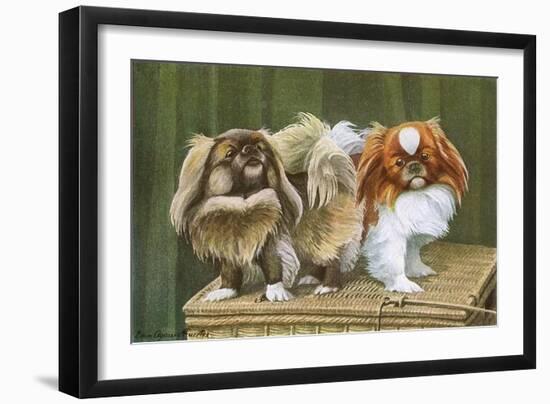 Two Dogs on a Basket-null-Framed Art Print