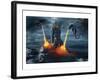 Two Dragons Attacking a Castle-null-Framed Art Print