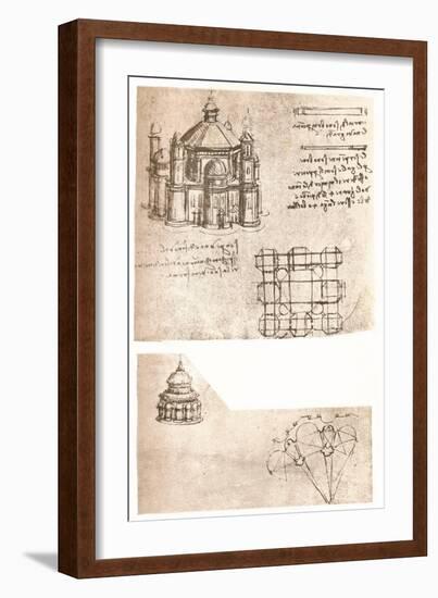 Two drawings of churches, c1472-c1519 (1883)-Leonardo Da Vinci-Framed Giclee Print