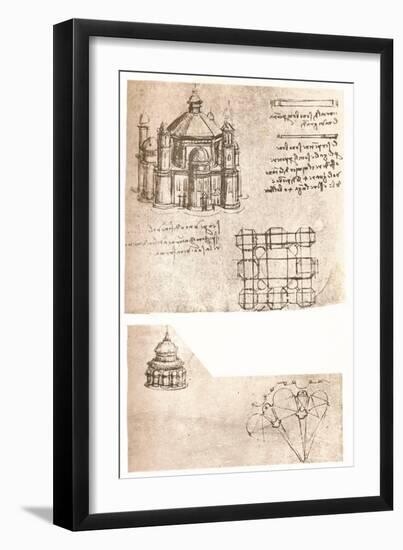 Two drawings of churches, c1472-c1519 (1883)-Leonardo Da Vinci-Framed Giclee Print