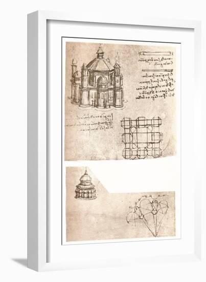 Two drawings of churches, c1472-c1519 (1883)-Leonardo Da Vinci-Framed Giclee Print