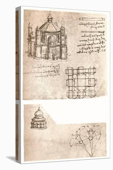 Two drawings of churches, c1472-c1519 (1883)-Leonardo Da Vinci-Stretched Canvas