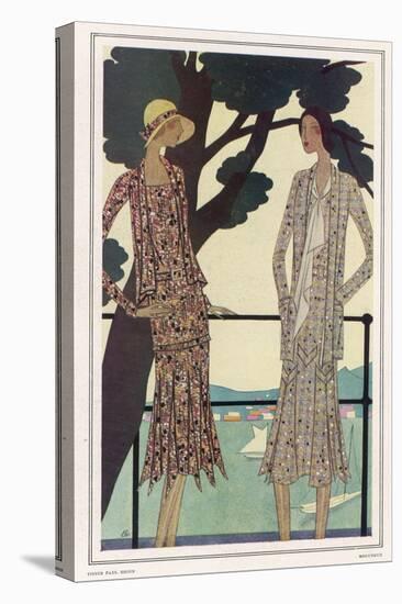 Two Dress Designs by Molyneux Both with Gored Flaring Skirts Belts and Matching Sac Jackets-Leon Benigni-Stretched Canvas