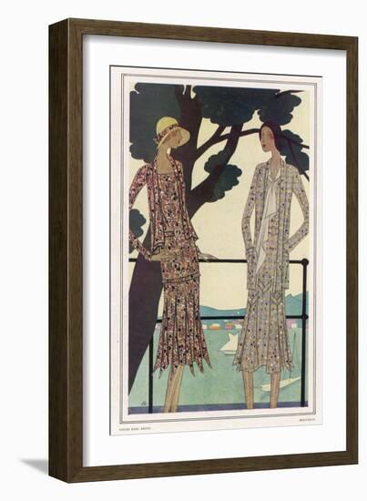 Two Dress Designs by Molyneux Both with Gored Flaring Skirts Belts and Matching Sac Jackets-Leon Benigni-Framed Art Print