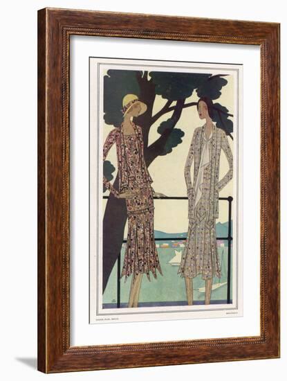 Two Dress Designs by Molyneux Both with Gored Flaring Skirts Belts and Matching Sac Jackets-Leon Benigni-Framed Art Print