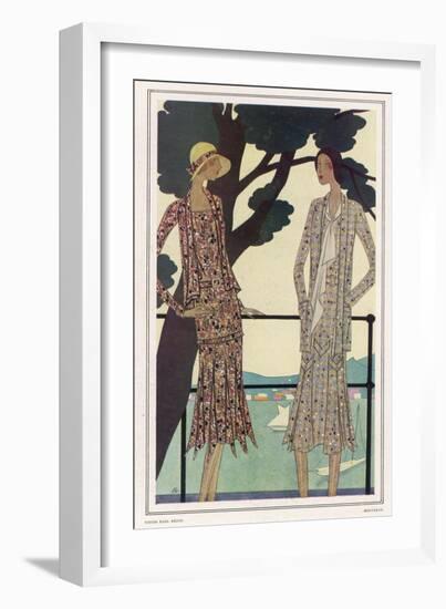 Two Dress Designs by Molyneux Both with Gored Flaring Skirts Belts and Matching Sac Jackets-Leon Benigni-Framed Art Print