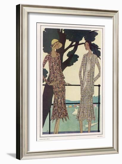 Two Dress Designs by Molyneux Both with Gored Flaring Skirts Belts and Matching Sac Jackets-Leon Benigni-Framed Art Print