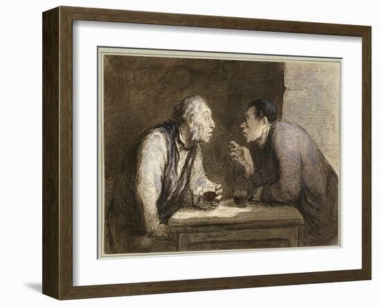 Two Drinkers, C.1857-69-Honore Daumier-Framed Giclee Print