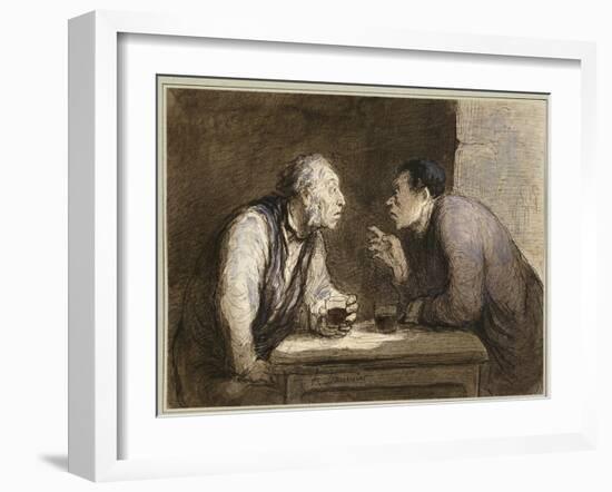 Two Drinkers, C.1857-69-Honore Daumier-Framed Giclee Print