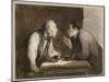 Two Drinkers, C.1857-69-Honore Daumier-Mounted Giclee Print