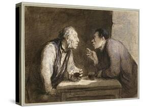 Two Drinkers, C.1857-69-Honore Daumier-Stretched Canvas