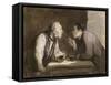 Two Drinkers, circa 1857-69-Honore Daumier-Framed Stretched Canvas