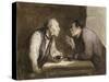 Two Drinkers, circa 1857-69-Honore Daumier-Stretched Canvas