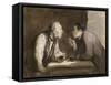 Two Drinkers, circa 1857-69-Honore Daumier-Framed Stretched Canvas