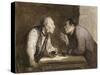 Two Drinkers, circa 1857-69-Honore Daumier-Stretched Canvas