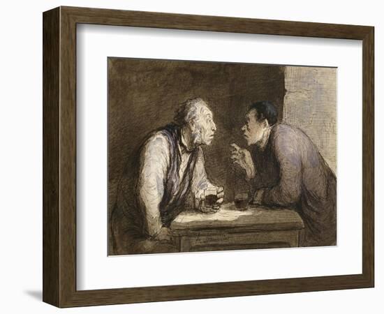 Two Drinkers, circa 1857-69-Honore Daumier-Framed Giclee Print