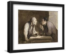 Two Drinkers, circa 1857-69-Honore Daumier-Framed Giclee Print