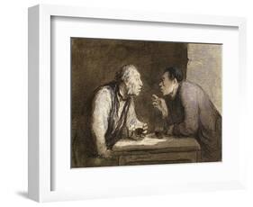 Two Drinkers, circa 1857-69-Honore Daumier-Framed Giclee Print