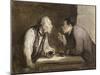 Two Drinkers, circa 1857-69-Honore Daumier-Mounted Giclee Print